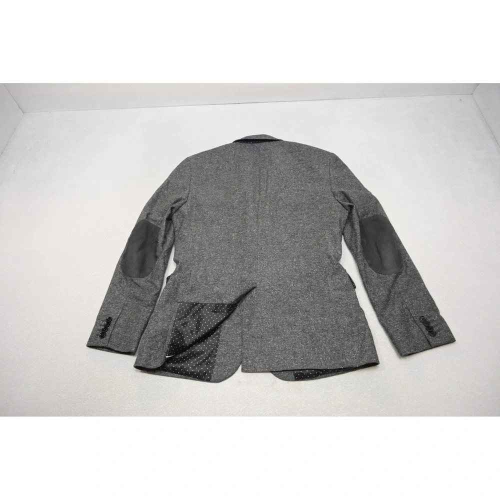 Express Blazer Men 36S Grey Textured Elbow Patches Two Button Excellent